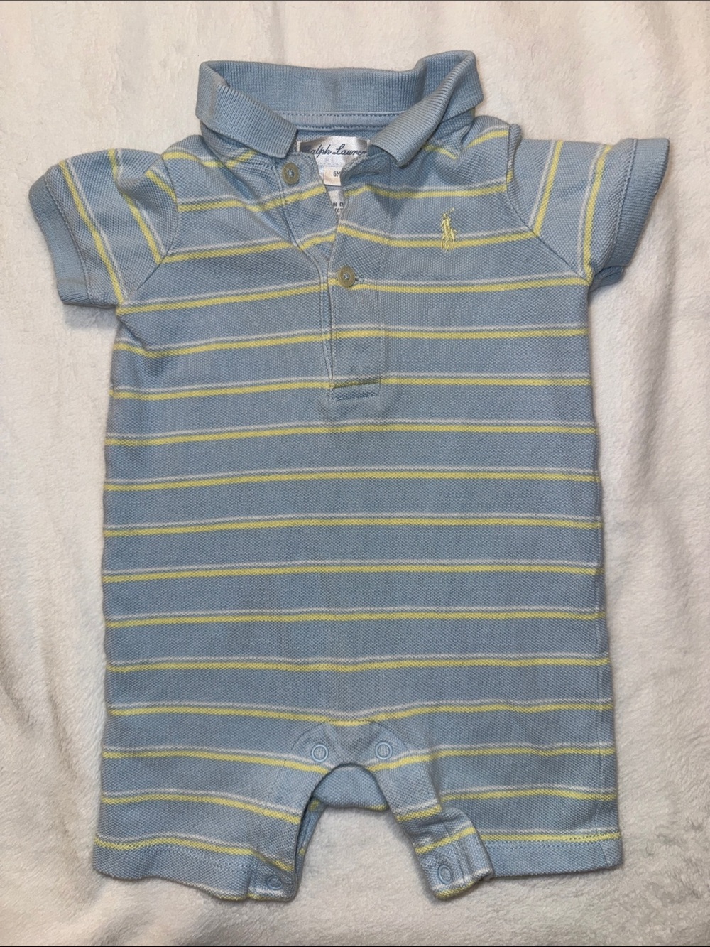 Blue Pique Polo Baby Onesie from Ralph Lauren
